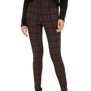Maroon and black patterned leggings